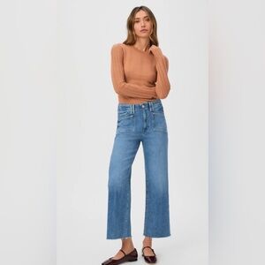 PAIGE ANESSA Ankle Wide Leg Raw hem Jeans